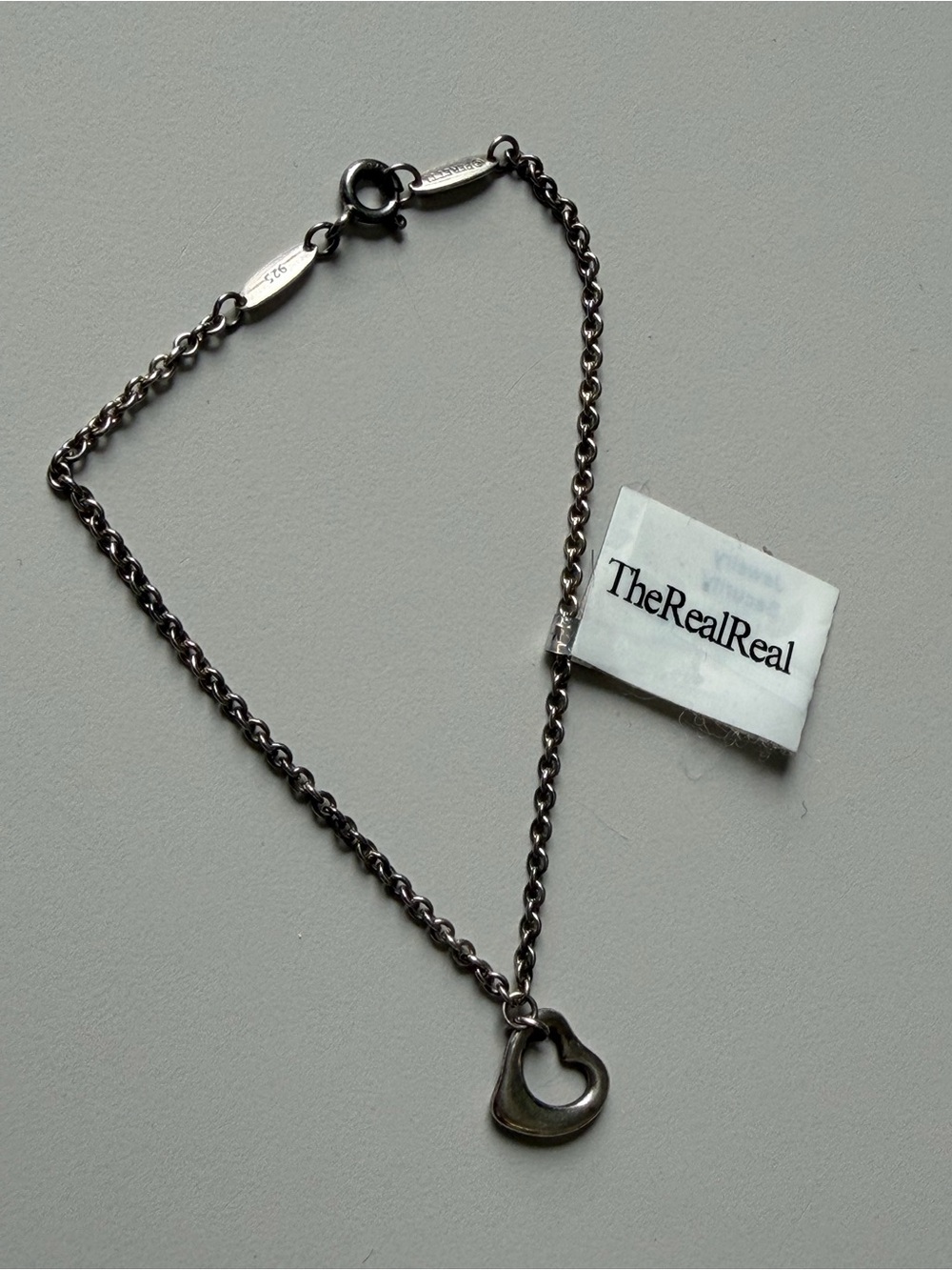 Tiffany & Co Elsa Peretti Sterling Silver Open Heart Charm Bracelet 7.5"